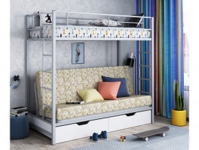 Двухъярусная кровать с диваном Мадлен ЯЯ Серый-пифагор в Ишиме - ishim.magazinmebel.ru | фото
