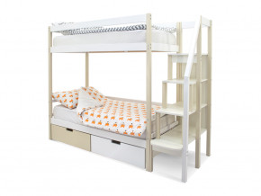 Двухъярусная кровать Svogen с ящиками бежево-белый в Ишиме - ishim.magazinmebel.ru | фото