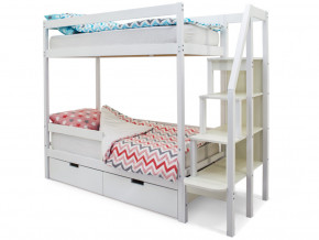 Двухъярусная кровать Svogen с ящиками и бортиком белый в Ишиме - ishim.magazinmebel.ru | фото