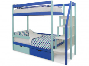 Двухъярусная кровать Svogen с ящиками и бортиком мятно-синий в Ишиме - ishim.magazinmebel.ru | фото