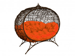 Кокон Улей на ножках с ротангом оранжевая подушка в Ишиме - ishim.magazinmebel.ru | фото