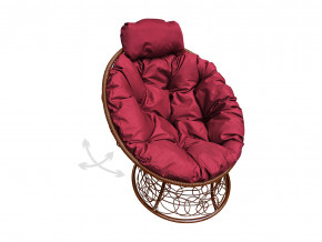Кресло Папасан мини пружинка с ротангом бордовая подушка в Ишиме - ishim.magazinmebel.ru | фото