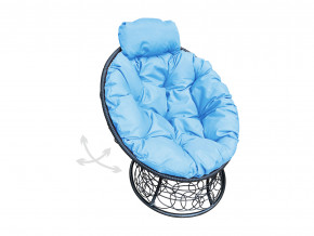 Кресло Папасан мини пружинка с ротангом голубая подушка в Ишиме - ishim.magazinmebel.ru | фото