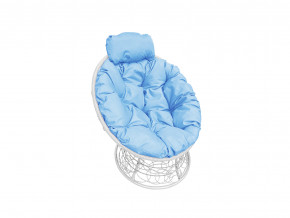 Кресло Папасан мини с ротангом голубая подушка в Ишиме - ishim.magazinmebel.ru | фото