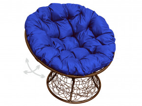 Кресло Папасан пружинка с ротангом синяя подушка в Ишиме - ishim.magazinmebel.ru | фото - изображение 1