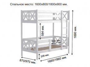 Кровать 2-х ярусная Аист-2 Прованс белый 1600х800 мм в Ишиме - ishim.magazinmebel.ru | фото - изображение 2