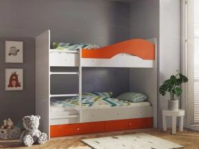 Кровать 2-х ярусная Мая с ящиками на латофлексах белый-оранж в Ишиме - ishim.magazinmebel.ru | фото
