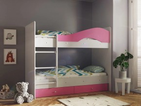 Кровать 2-х ярусная Мая с ящиками на латофлексах белый-розовый в Ишиме - ishim.magazinmebel.ru | фото - изображение 1
