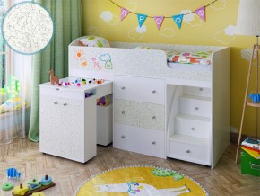 Кровать чердак Малыш 80х180 белый с фасадом для рисования феритейл в Ишиме - ishim.magazinmebel.ru | фото - изображение 1