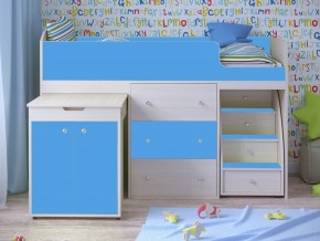 Кровать чердак Малыш 80х180 Дуб молочный, Голубой в Ишиме - ishim.magazinmebel.ru | фото