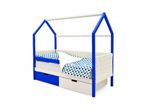 Кровать-домик мягкий Svogen с ящиками и бортиком сине-белый в Ишиме - ishim.magazinmebel.ru | фото