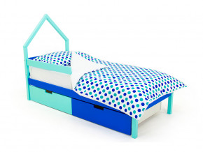 Кровать-домик мини Svogen с ящиками и бортиком мятно-синий в Ишиме - ishim.magazinmebel.ru | фото