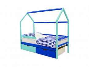 Кровать-домик Svogen с ящиками и бортиком мятно-синий в Ишиме - ishim.magazinmebel.ru | фото