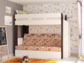 Кровать двухъярусная Карамель 75 венге ткань савана в Ишиме - ishim.magazinmebel.ru | фото