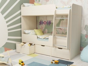 Кровать двухъярусная Малыш двойняшка дуб молочный в Ишиме - ishim.magazinmebel.ru | фото