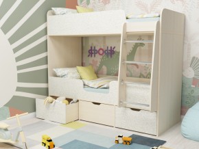 Кровать двухъярусная Малыш двойняшка дуб молочный-феритейл в Ишиме - ishim.magazinmebel.ru | фото