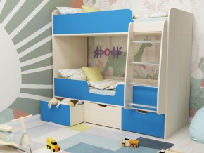 Кровать двухъярусная Малыш двойняшка дуб молочный-голубой в Ишиме - ishim.magazinmebel.ru | фото