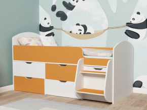 Кровать Малыш-7 белое дерево-оранжевый в Ишиме - ishim.magazinmebel.ru | фото