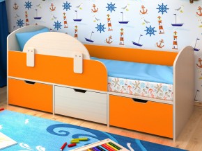 Кровать Малыш Мини Дуб молочный-Оранжевый без бортика в Ишиме - ishim.magazinmebel.ru | фото