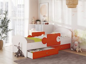 Кровать Мозаика с ящиком и бортиками на ламелях белый-оранж в Ишиме - ishim.magazinmebel.ru | фото - изображение 1