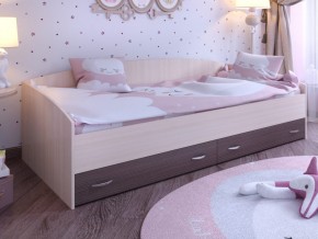 Кровать с выкатными ящиками Дуб молочный-Бодего в Ишиме - ishim.magazinmebel.ru | фото