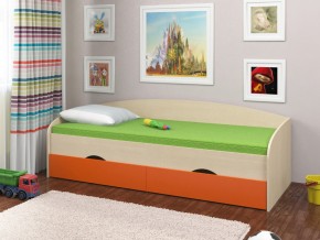 Кровать Соня 2 дуб молочный-оранжевый в Ишиме - ishim.magazinmebel.ru | фото