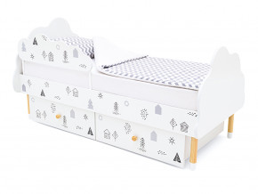 Кровать Stumpa Облако бортик и ящики рисунок Домики в Ишиме - ishim.magazinmebel.ru | фото