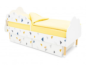 Кровать Stumpa Облако бортик и ящики рисунок Треугольники желтый, синий в Ишиме - ishim.magazinmebel.ru | фото