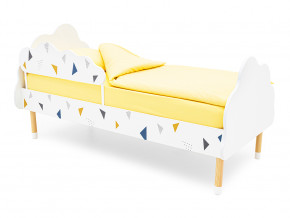Кровать Stumpa Облако с бортиком рисунок Треугольники желтый, синий в Ишиме - ishim.magazinmebel.ru | фото