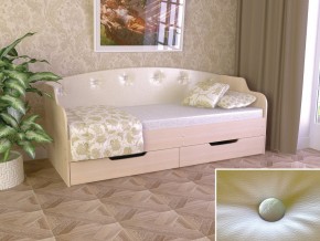 Кровать Юниор Тип 2 дуб молочный-белый перламутр 800х1600 в Ишиме - ishim.magazinmebel.ru | фото