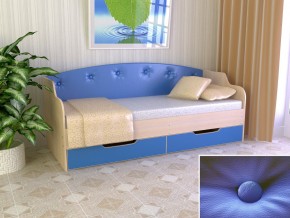 Кровать Юниор Тип 2 дуб молочный/синий 800х1600 в Ишиме - ishim.magazinmebel.ru | фото