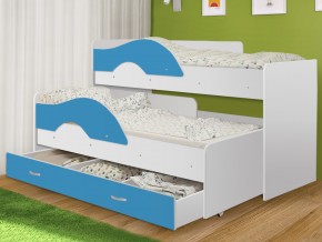 Кровать выкатная Радуга с ящиком 80х160 белая-голубой в Ишиме - ishim.magazinmebel.ru | фото - изображение 1
