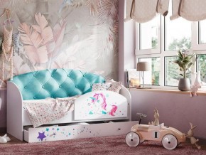 Кровать Звездочка с бортиком Белый-бирюзовый в Ишиме - ishim.magazinmebel.ru | фото