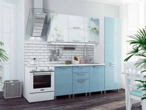 Кухня 2100 Бьянка голубые блестки в Ишиме - ishim.magazinmebel.ru | фото