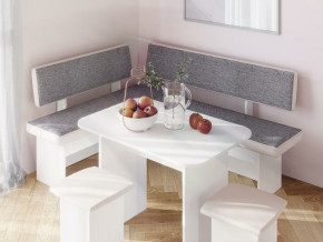 Кухонный уголок Парма Белый, ткань серая в Ишиме - ishim.magazinmebel.ru | фото - изображение 3