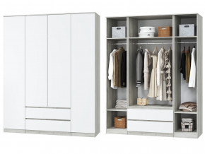 Шкаф для одежды четырехдверный Лори дуб серый, белый в Ишиме - ishim.magazinmebel.ru | фото