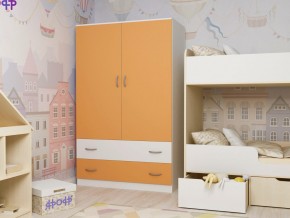 Шкаф двухстворчатый белый-оранж в Ишиме - ishim.magazinmebel.ru | фото