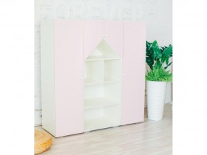 Шкаф-стеллаж Домик с пеналами бело-розовый в Ишиме - ishim.magazinmebel.ru | фото - изображение 1