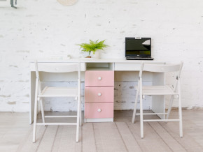 Стол письменный двухместный В 5 розовый в Ишиме - ishim.magazinmebel.ru | фото
