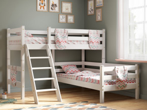 Угловая кровать Соня Вариант 8 с наклонной лестницей белая в Ишиме - ishim.magazinmebel.ru | фото